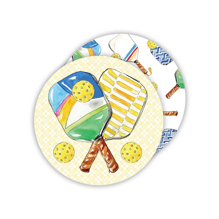 'Pickleball Paddles and Balls' Round Coasters