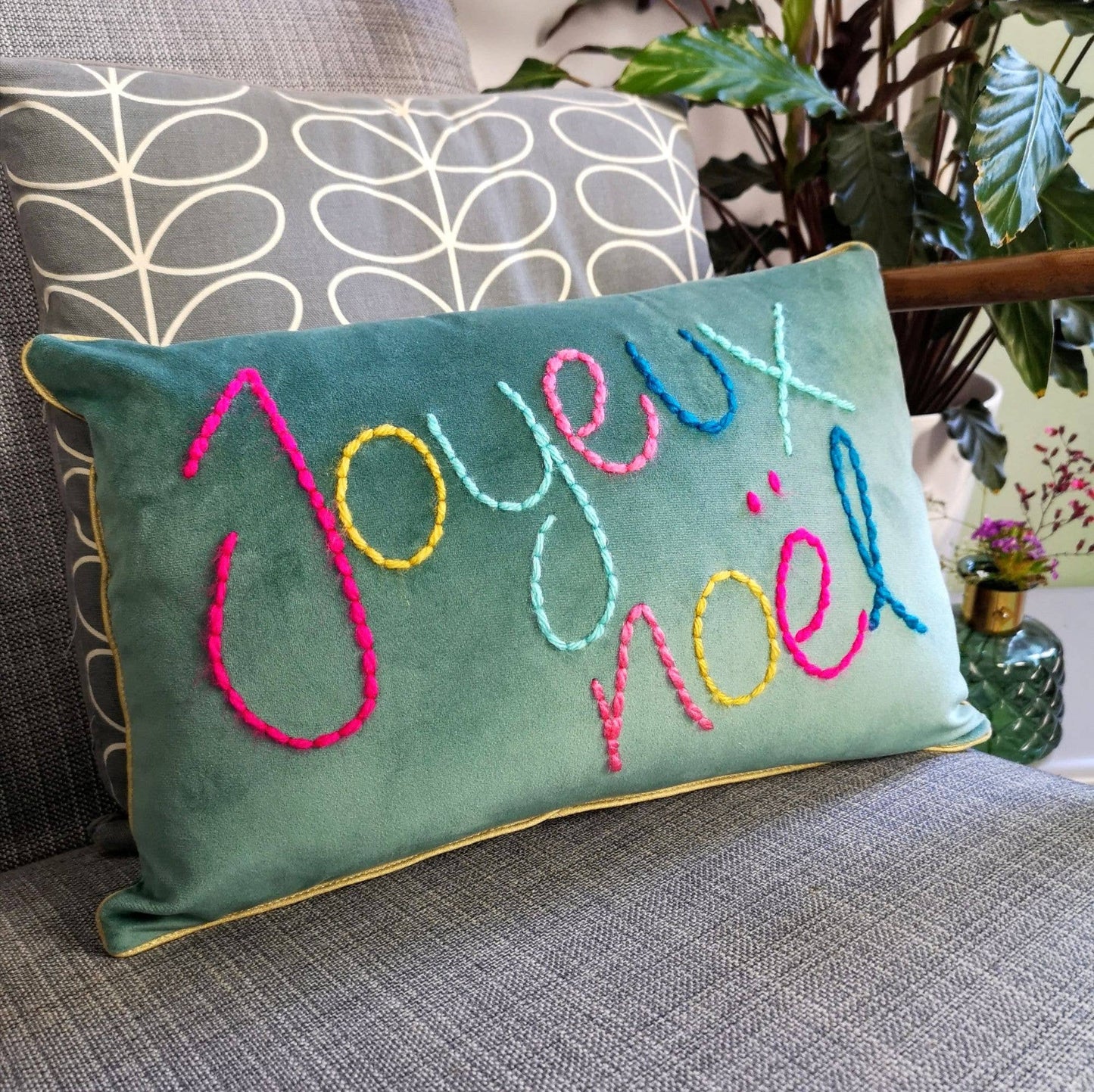 Joyeux Noel Embroidered Pillow