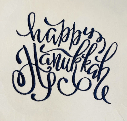 Happy Hanukkah Embroidered Guest Towel
