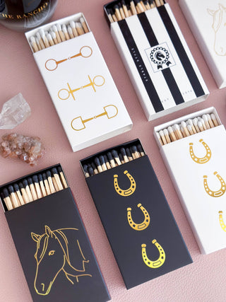 Black Oversized Horseshoe Matches with Gold Foil-Lighters & Matches-[product_category]-Whatsoever Things