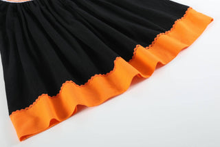 Black and Orange Boo Halloween Smocked Bishop Dress-Baby & Kids Clothing-[product_category]-Whatsoever Things