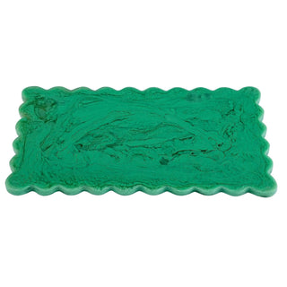 Green Scallop Cheese Board | Hand-Poured Resin | 14 x 8 in