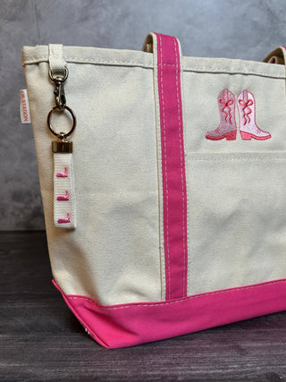 Pink Boot Embroidered Keychain-Bags-[product_category]-Whatsoever Things