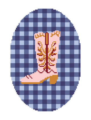 Cowgirl Boot Oval Needlepoint Canvas