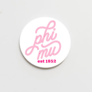 Phi Mu Howdy Greek Button - 2.25 inch-Accessories-[product_category]-Whatsoever Things