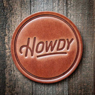 Howdy Leather Coaster-Drinkware-[product_category]-Whatsoever Things
