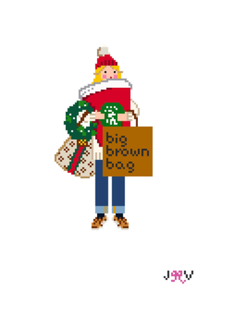 On Order from Vendor -  Christmas Shopper Blonde Needlepoint Canvas