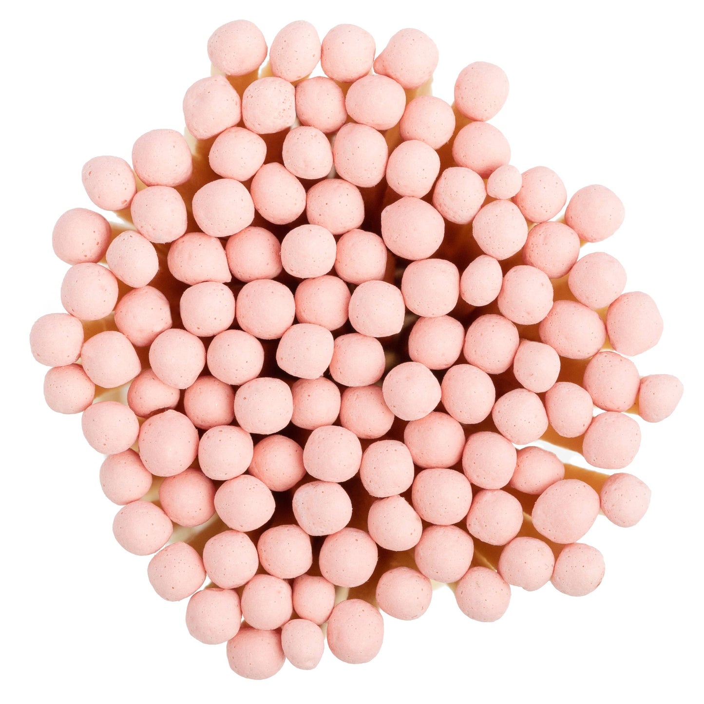 White Round Vessel with Baby Pink Matchsticks