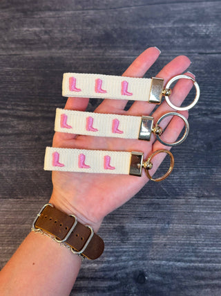 Pink Boot Embroidered Keychain-Bags-[product_category]-Whatsoever Things