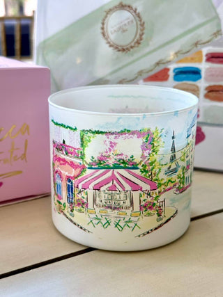 Eiffel Tower Scape| Hand Illustrated Soy Candle |Double Wick