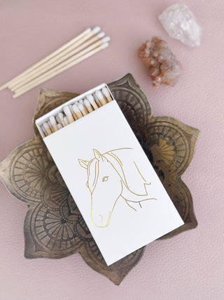 White Oversized Horse Head Matches with Gold Foil-Lighters & Matches-[product_category]-Whatsoever Things