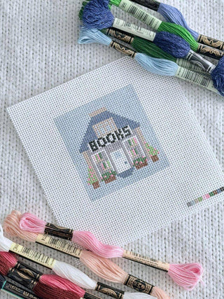 Mini Bookshop Hand-Painted Needlepoint Canvas