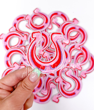 Trucker hat patches 3” horseshoe pink preppy patch iron on-Accessories-[product_category]-Whatsoever Things