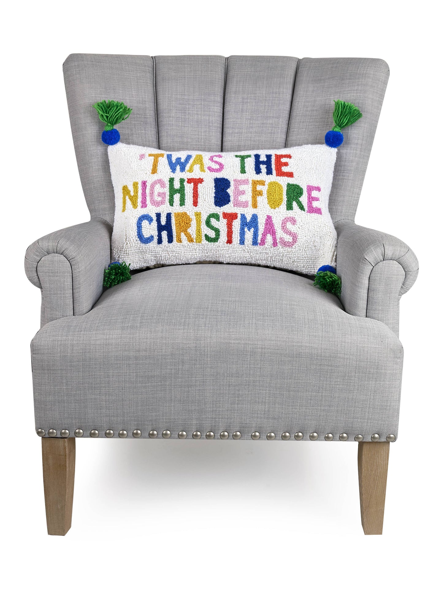 Night Before Christmas w/Pom Hook Pillow-Pillows-[product_category]-Whatsoever Things