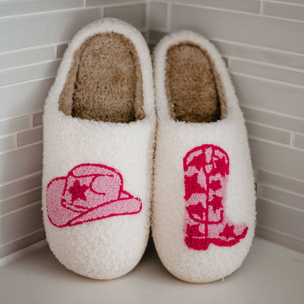 'Boot and Cowgirl Hat' Slippers
