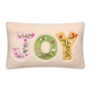Joy Applique Embroidered Pillow