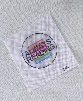 "Always Reading" Fantasy Bookstack Needlepoint Canvas