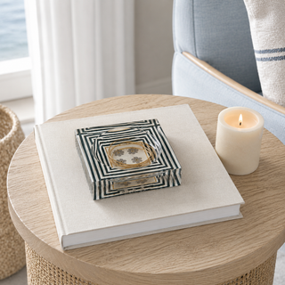 Catchall Lucite Bowl - Striped Floral