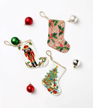 Christmas Tree Embroidered Mini Stocking