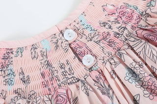 Pink Rose Smocked Flutter Sleeve Dress / Romper-Baby & Kids Clothing-[product_category]-Whatsoever Things