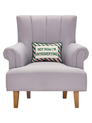 Not Now I'm Introverting Embroidered Pillow