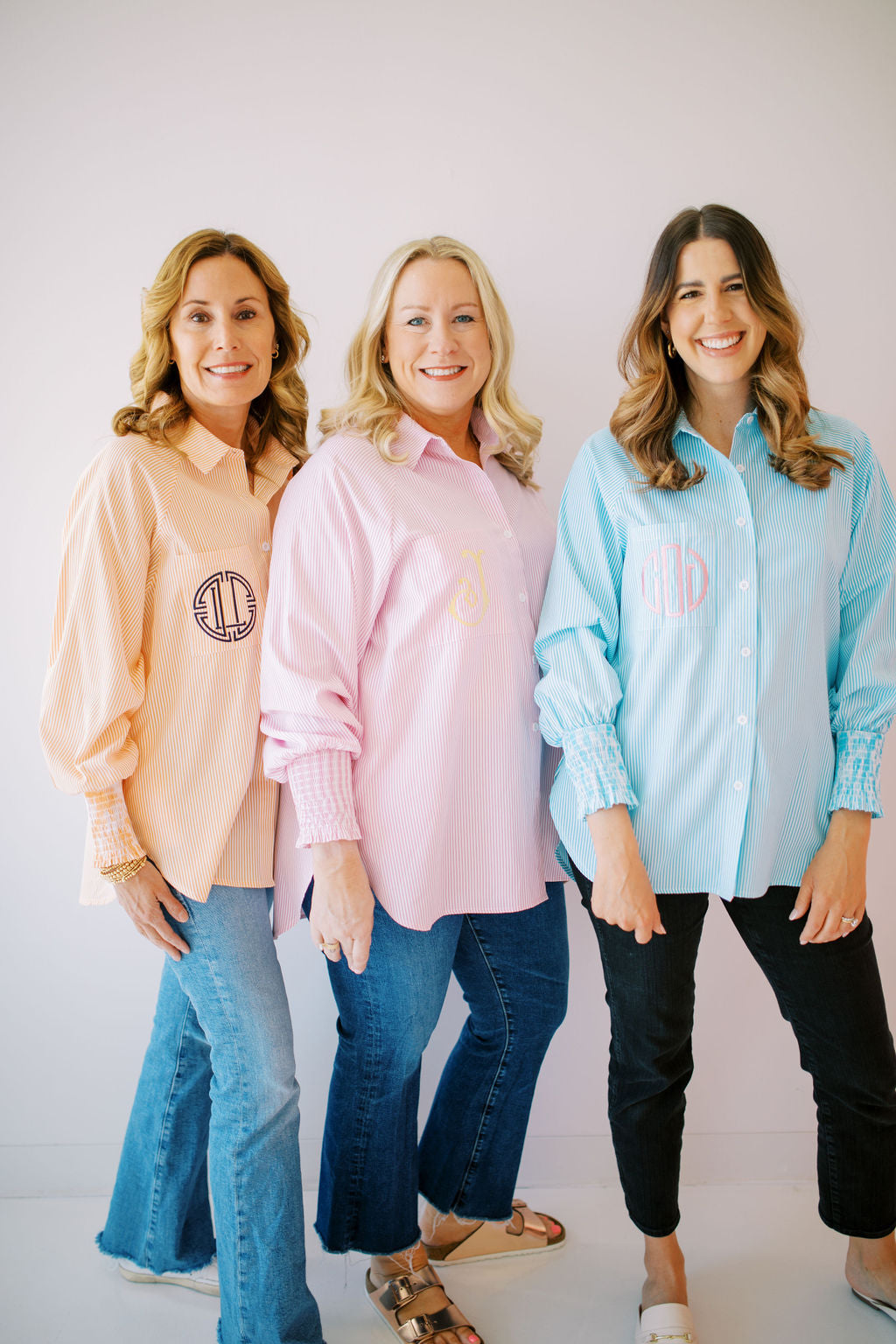 Smocked cuff boyfriend shirt