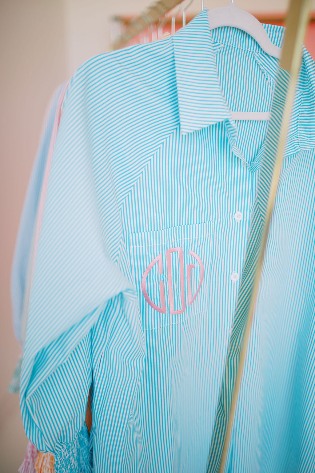 Smocked cuff boyfriend shirt