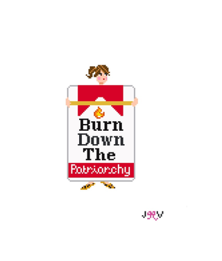Burn Down the Patriarchy – Stitch Printed™ Needlepoint Canvas 🔥🪡