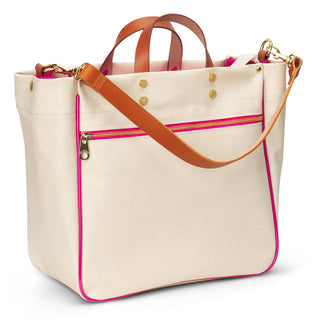 "Codie" Pink Canvas Tote with Leather Accents-[product_category]-Whatsoever Things