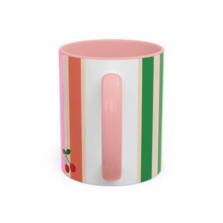 Colorful Striped Accent Coffee Mug, Navy – 'Joie de Vivre'