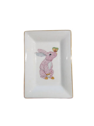Pink spring bunny with butterfly on nose