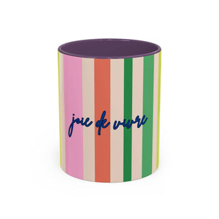Colorful Striped Accent Coffee Mug, Navy – 'Joie de Vivre'