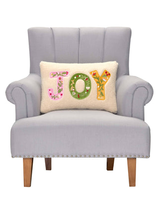 Joy Applique Embroidered Pillow