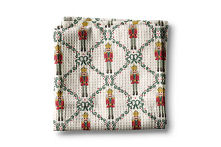 Nutcracker Red Bow Holiday Christmas Kitchen Towel Waffle
