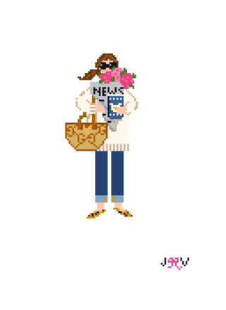 On Order from Vendor - News & Flowers Girl Needlepoint Canvas