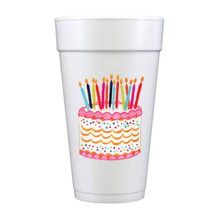 Happy Birthday Cake Full Color Foam Cups - Birthday