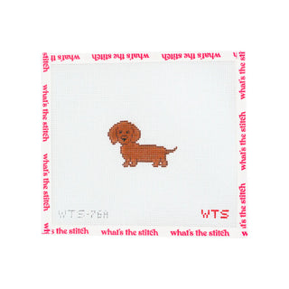 Mini Brown Weenie Hand-Painted Needlepoint Canvas 🌭🐶