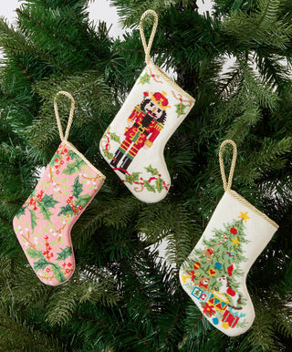 Holly Embroidered Mini Stocking