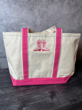 Cowgirl Boots Embroidered Tote-Bags-[product_category]-Whatsoever Things