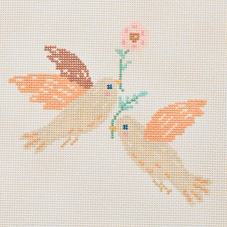 12 Days Of Christmas - Two Turtle Doves Hand Painted Needlepoint Canvas