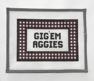 Gig'em Aggies (A&M) Handpainted Needlepoint Canvas