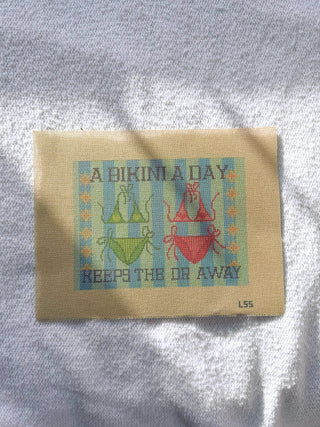 A Bikini A Day Keeps the Doctor Away Hand-Painted Needlepoint Canvas