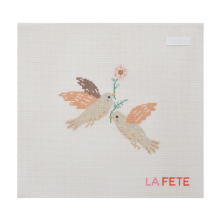 12 Days Of Christmas - Two Turtle Doves Hand Painted Needlepoint Canvas