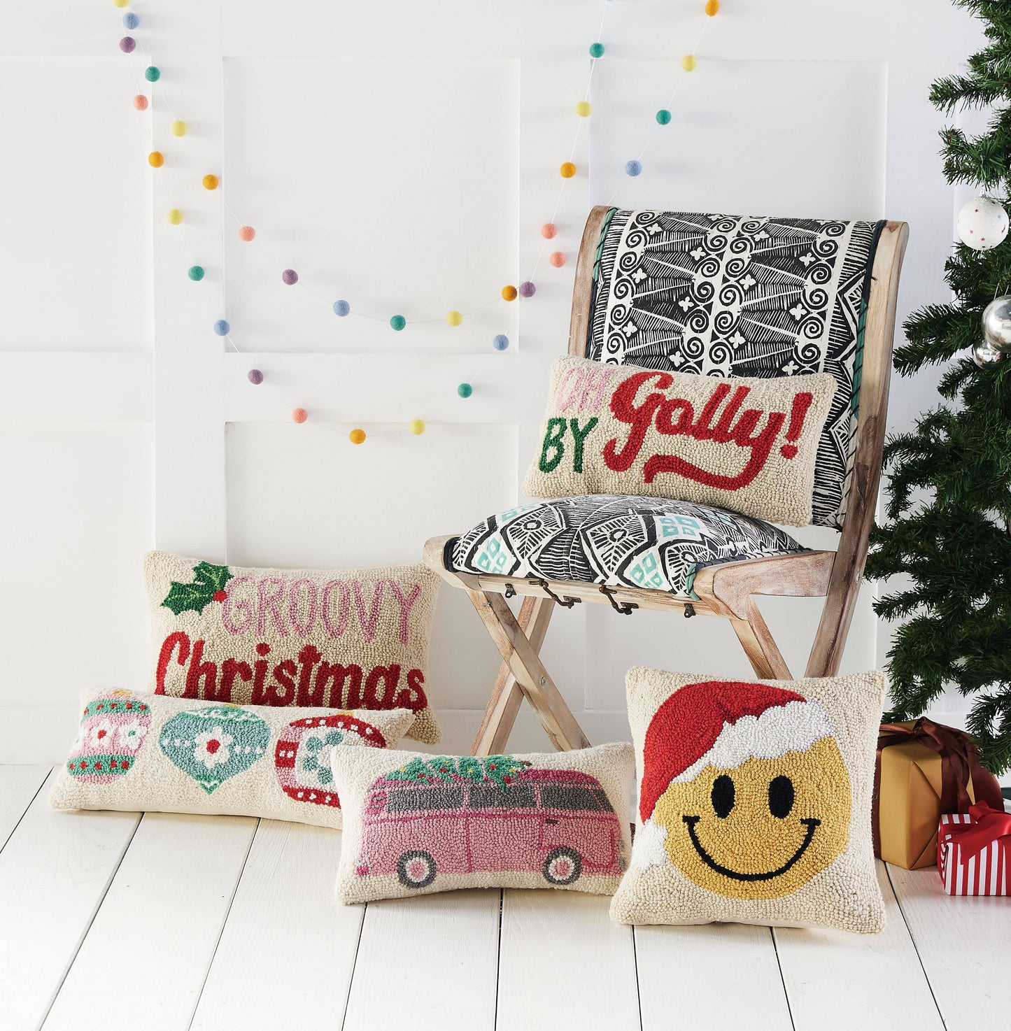 Groovy Ornaments Hook Pillow