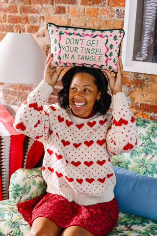 Tinsel in a Tangle Needlepoint Pillow-[product_category]-Whatsoever Things