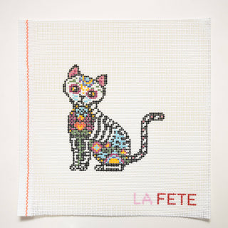 Día de los Muertos Cat Needlepoint Canvas