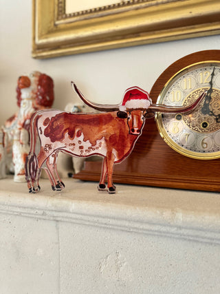 Acrylic Art Block | Longhorn Santa - Christmas-[product_category]-Whatsoever Things