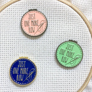 Just One More Row Cross Stitching Enamel Needle Minder