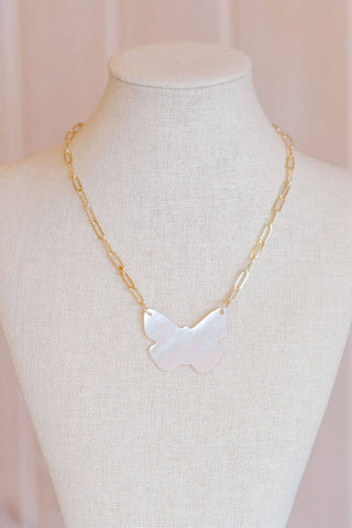 Flutterby - Mother of Pearl Butterfly necklace