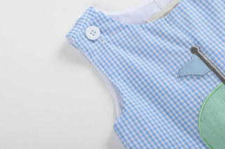 Blue Gingham Golf Hole Shortall-Baby & Kids Clothing-[product_category]-Whatsoever Things